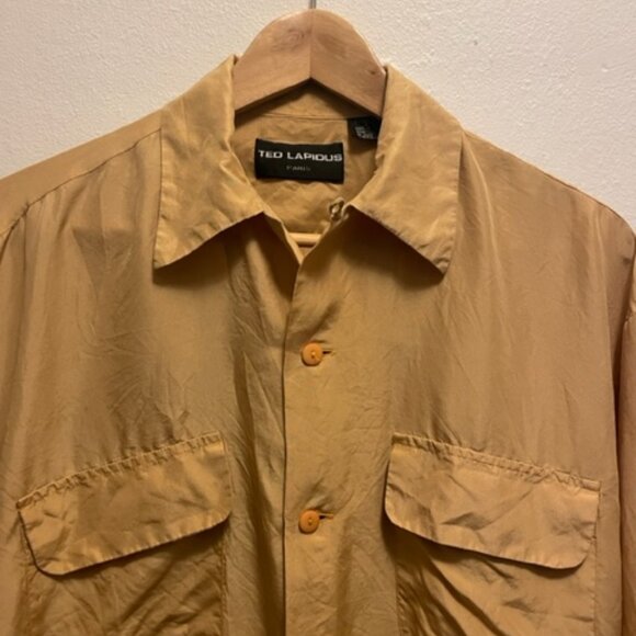 Vintage Ted Lapidus long sleeve campshirt in mustard silk - Picture 3 of 4